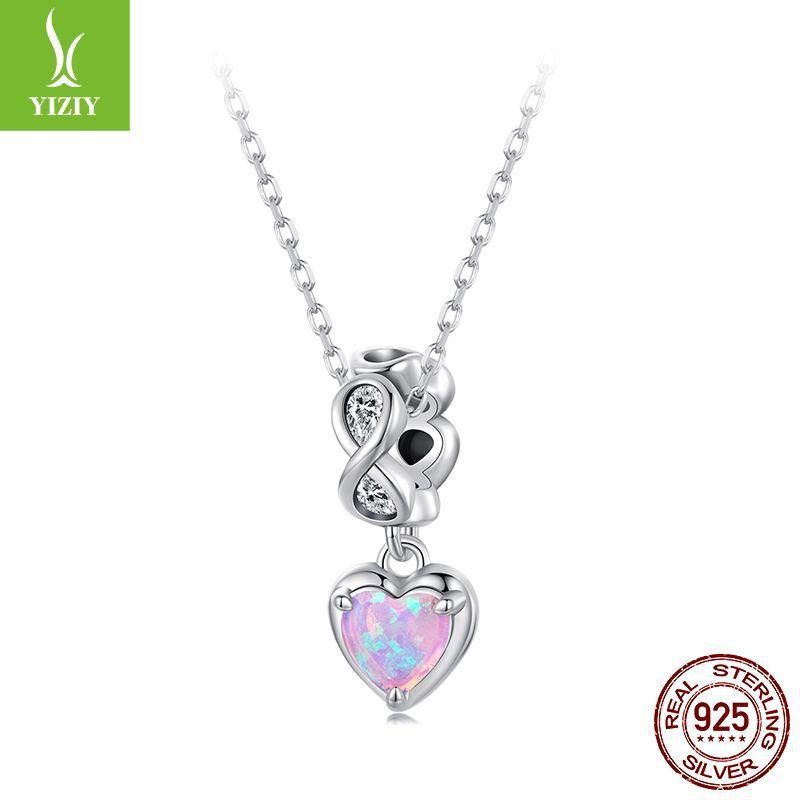 Eternal Heart Opal Pendant S925 Silver Beads Fashion Versatile Diy Bracelet Accessories