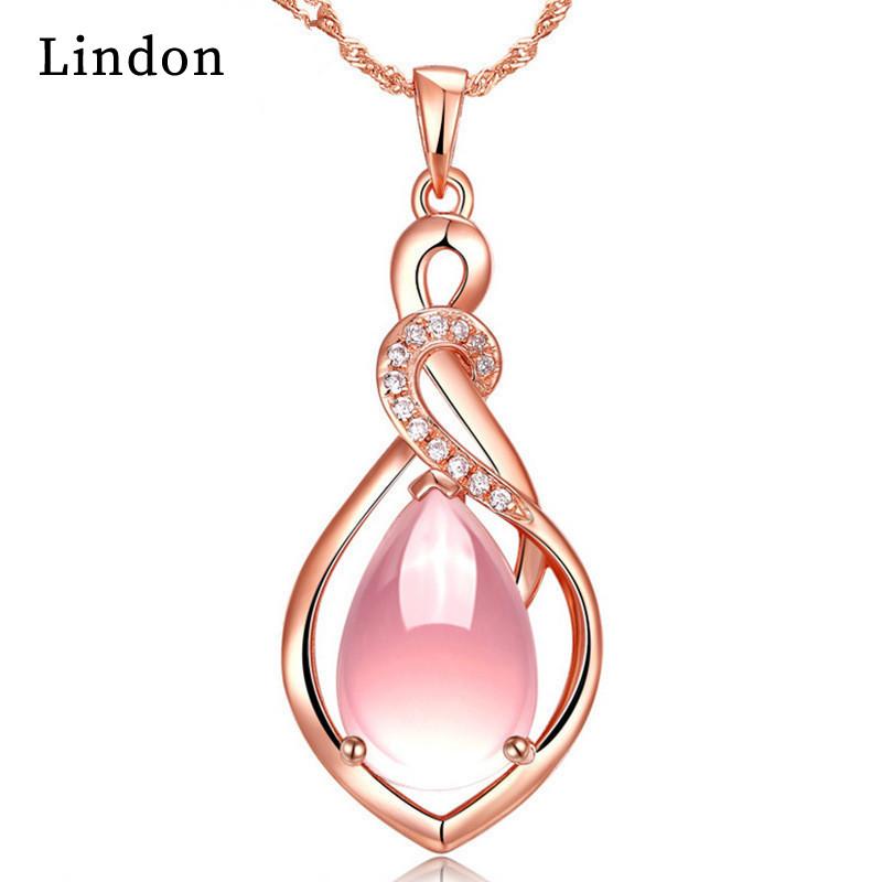 

Ожерелье с подвеской в ​​форме капли из Линдона, циркон, модные украшения, подарок для свадебной вечеринки розовый