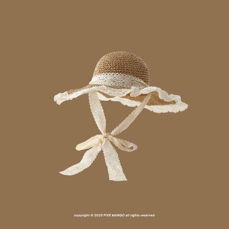 Straw Hat Women's Summer Beach Hat Sun Protection UV Protection Sun Hat Large Brim Straw Visor