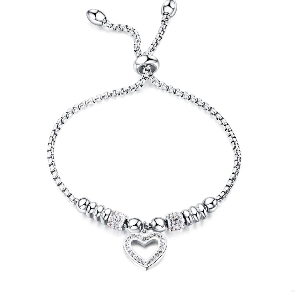 2026 European and American INS Small Fresh Bracelet Female Love Inlaid Zircon Fashionable Simple and Versatile