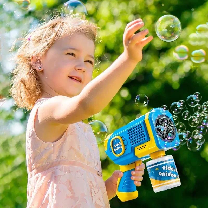 Non-Toxic Space Electric Automatic Bubble Machine Bubble Gun Summer Beach Bathing Outdoor Games Children Fantasy Kids Toys Gift Bubble Toy