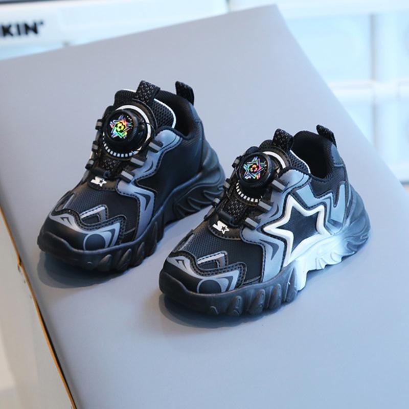 Children's Sports Shoes Spring and Autumn Boys' Dad Shoes Rotating Button Girls' Casual Shoes Internet Famous Soft Soled Baby Shoes