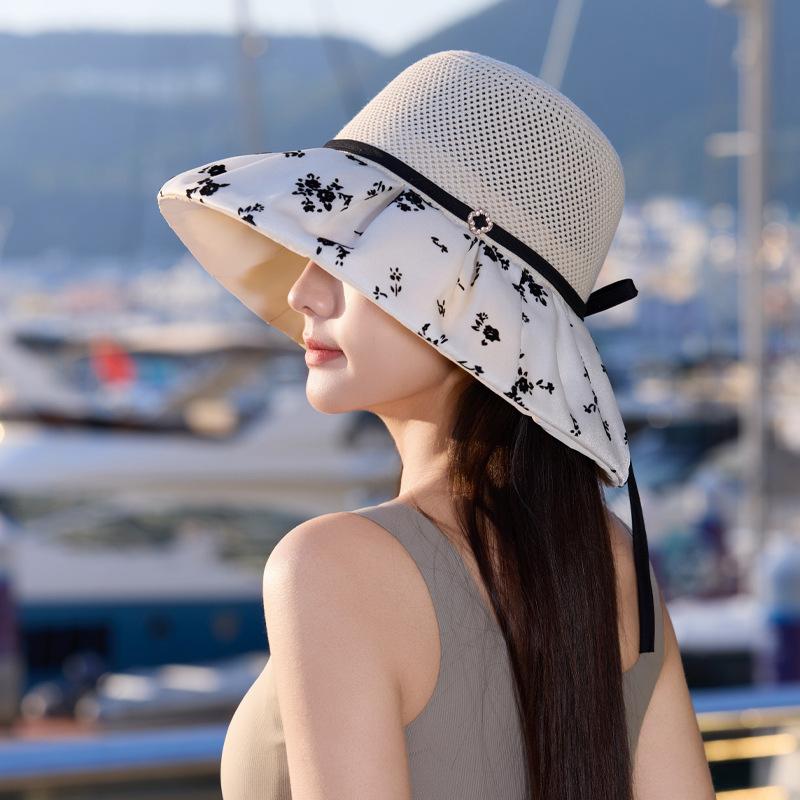 Wenling hat women's summer outdoor travel sunscreen hat big brim sun hat seaside vacation bucket hat