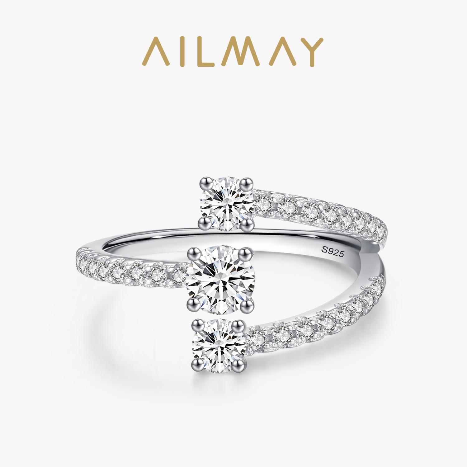 

Ailmay 925 Silver Fashion Geometric Design Zirconia Finger Rings For Women Wedding Engagement Accessories Fine Jewelry 5