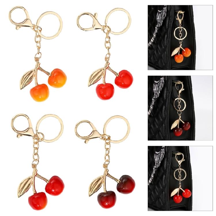 Fashionable Cherrys Sturdy Resin Charm Pendant Elegant Keychain Charm Accessory for Styles Expression Daily Use