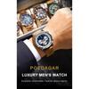 POEDAGAR Luxus Herrenuhr Hohe Qualität Wasserdicht Chronograph Leuchtende Armbanduhr Leder Quarz Uhren Lässige Uhr