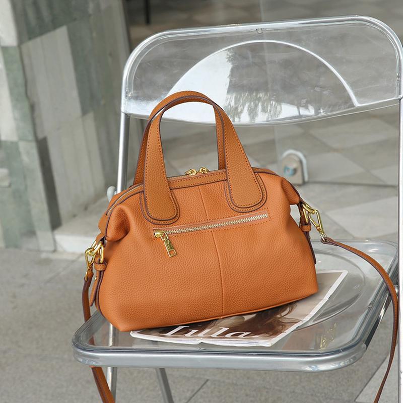 New Women Top‑Grain Cowhide Genuine‑Leather Crossbody Bag, Elegant Large‑Capacity Top‑Handle Shoulder Handbag for Daily Commute
