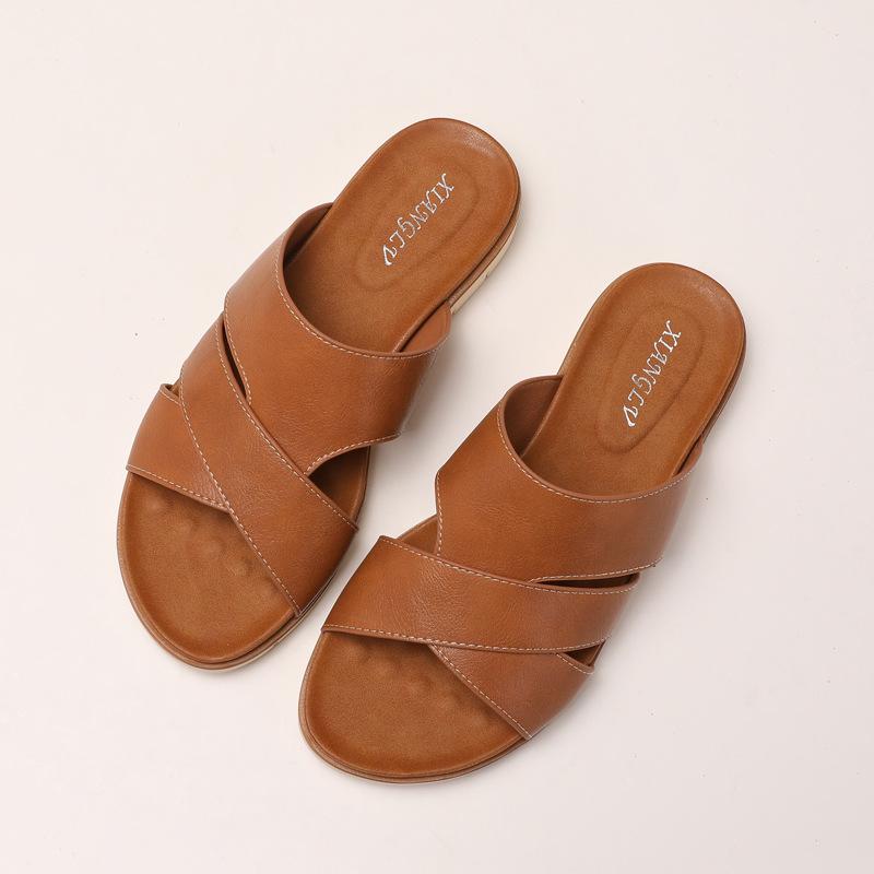 Simple Thick-soled Shoes Slippers Women's Summer Fashion Shoes Travel Lazy Person's One-foot Cool Slippers