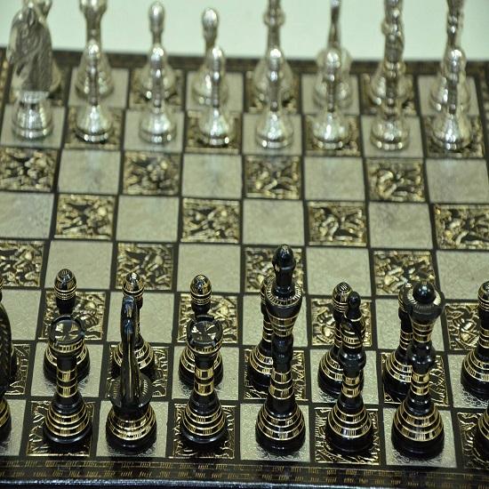 Handmade Brass Chess Set Board Game Set with Brass Chess Pieces Chessmen Coins 30.48 Cm