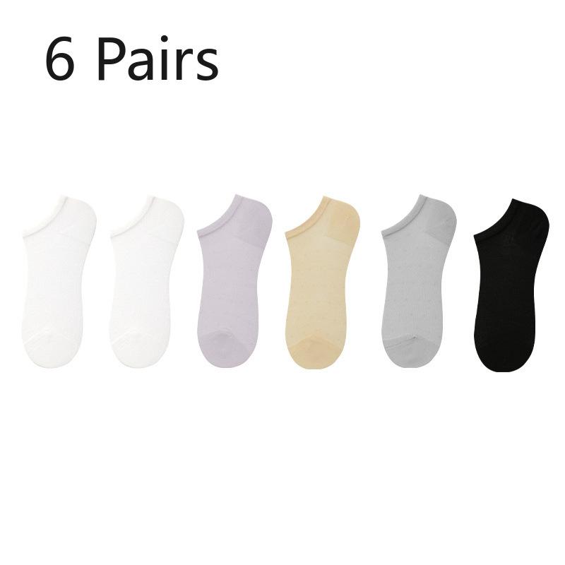 6 Pairs of Summer Sweat-absorbing Thin Breathable Short Socks Mesh Socks Female Summer Thin Bamboo Fibre Socks Women's Models