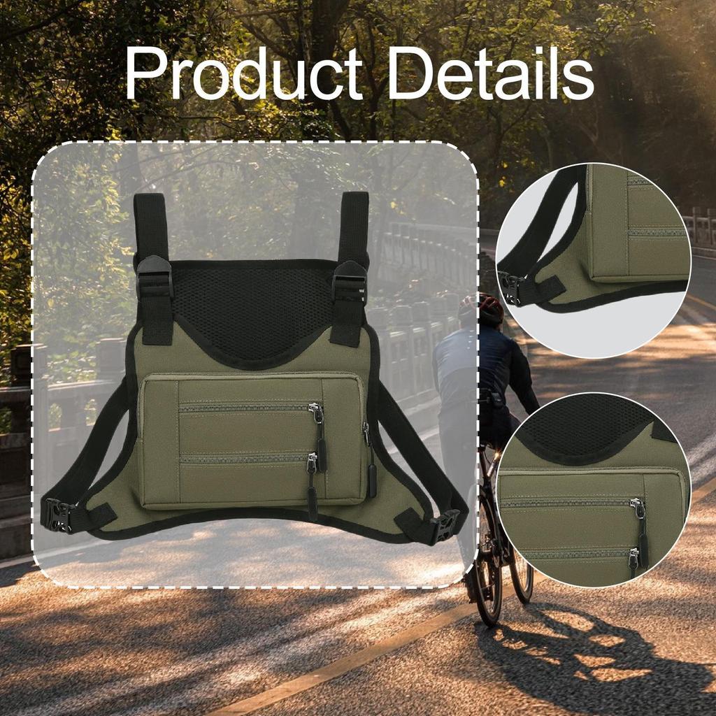 Chest Rig Bag Adjustable Shoulder Strap Phone Holder Running Vest for Outdoor