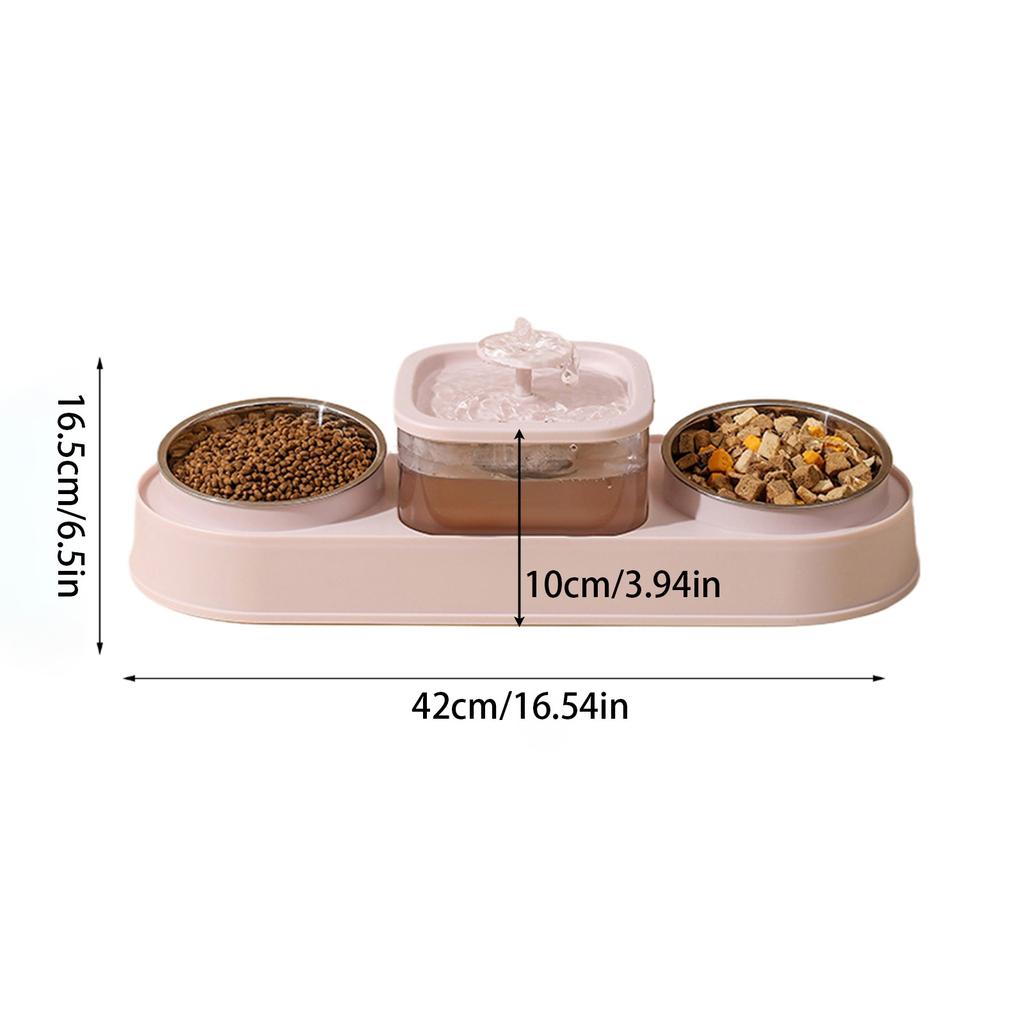 Dog Feeding Double Bowl Elevating Cats Bowl Food Container for Dog with Automatic Water Fountain Pet Watering Supply