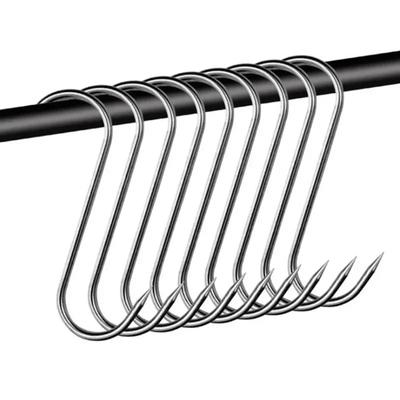 S-Haken aus Edelstahl mit scharfer Spitze, Haken zum Aufhängen von Utensilien, Fleisch, Kleiderbügel, für Metzgerei, Küche, Backutensilien