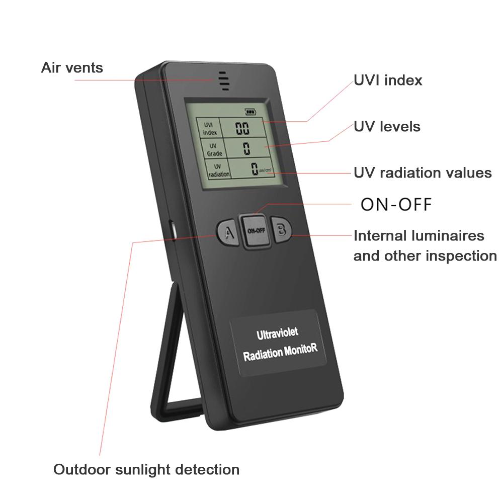 Digital Radiation Detector LCD Digital Display Screen Portable Handheld Sun Light  Detector with Bracket for Measuring Sun Light   