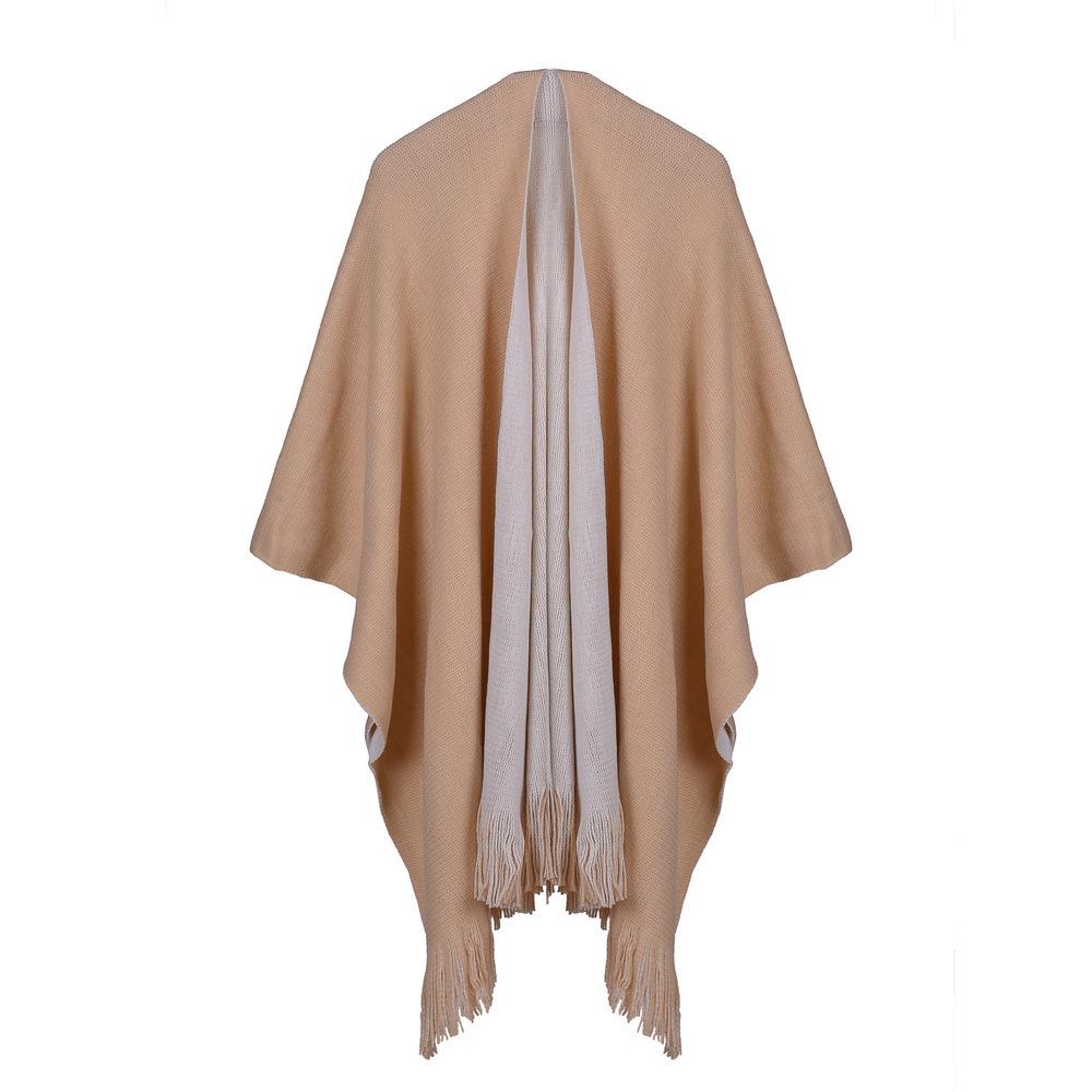Women's Autumn/Winter Thick Knit Scarf Shawl - European/American Style Double-Sided Versatile Cape