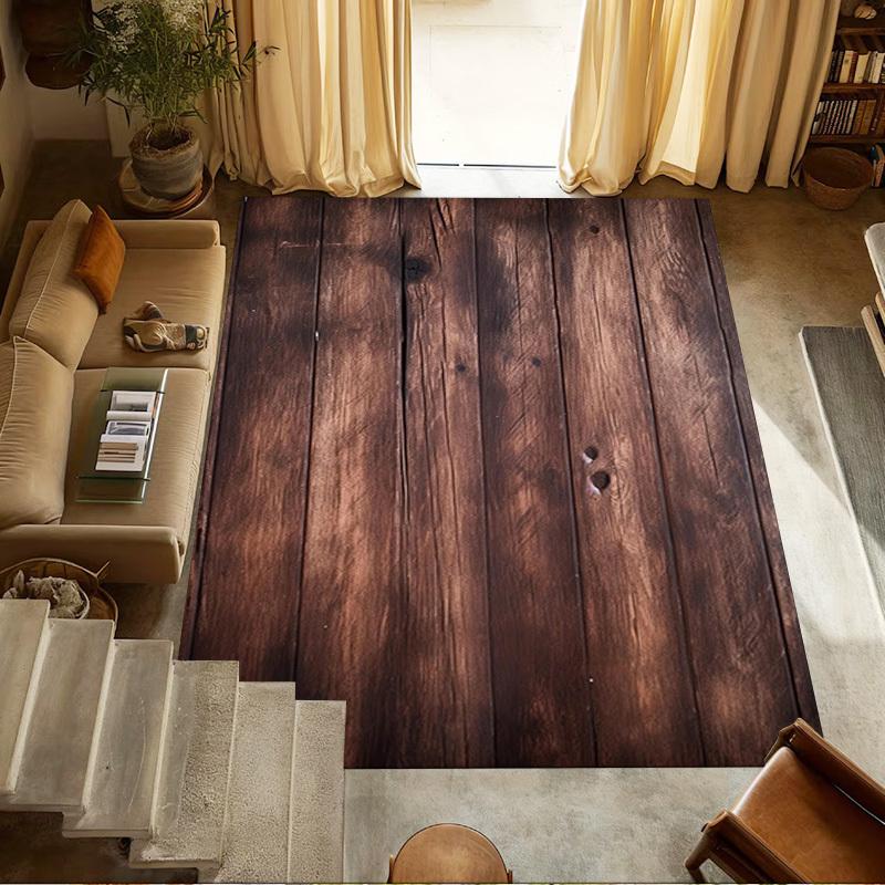wooden texture Crystal Velvet chair mat Area Rug - Non-Slip, Floor Mat, Office Desk Chair Rugs, Bedroom Decor.Christmas Gift-1106181
