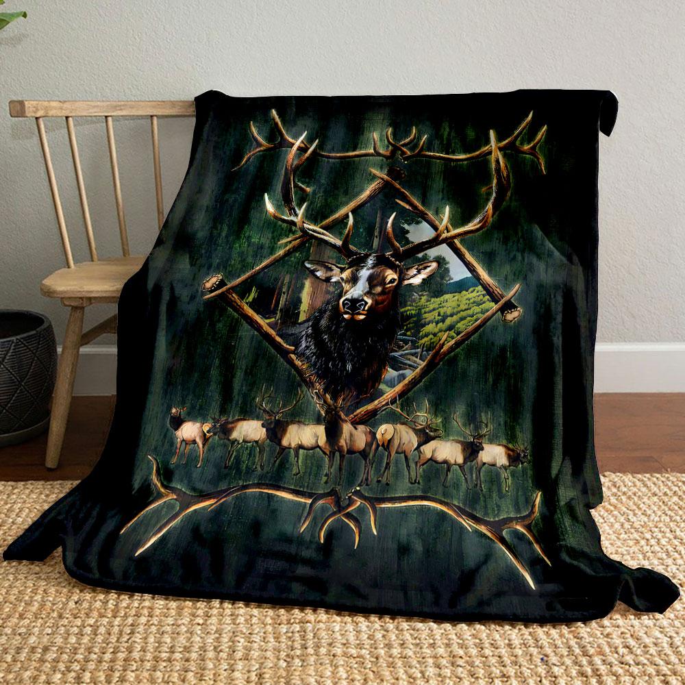 

Elk Herd Forest Antler Blanket bedroom Blanket for Livingroom Couch lunch break Soft throw for Friend s festival Gift 80cm x 120cm