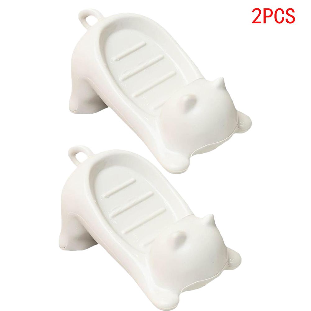 Drainable Sponge Soap Bar Container Cute Cat-shaped Creative Water Drain Soap Tray Washing Sponge Holder For Home Bathroom