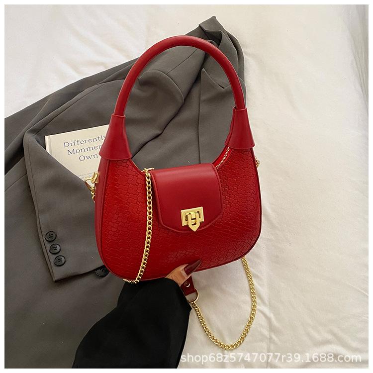 Women's Bag 2025 New Portable Woven Bag Simple Women's Shoulder Bag Chain Oblique Span Bag Texture Small Bag