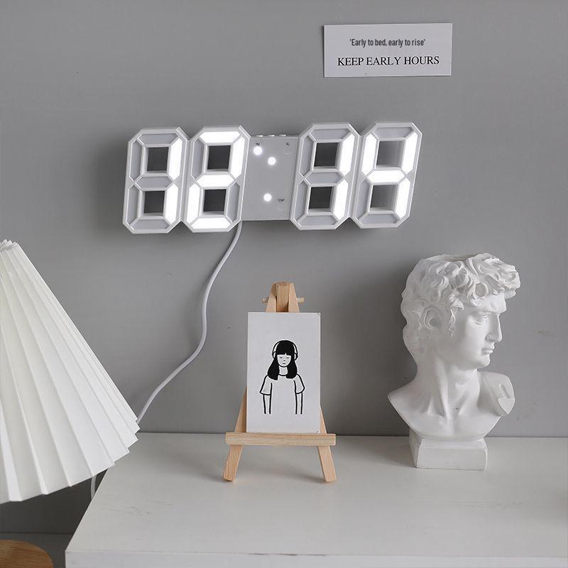 Popular LED 3D Digital Wall Clock with Alarm and Temperature Display