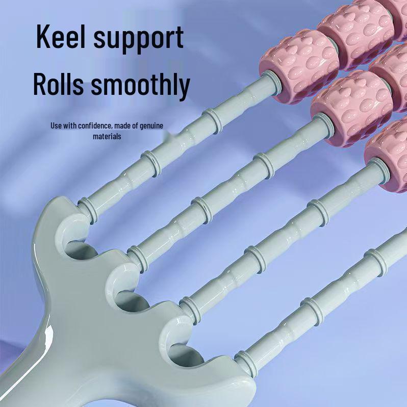 Four-Row 32-Wheel Bendable Massage Stick: Wolf Tooth Design for Children's Leg Muscle Relaxation and Yoga Training