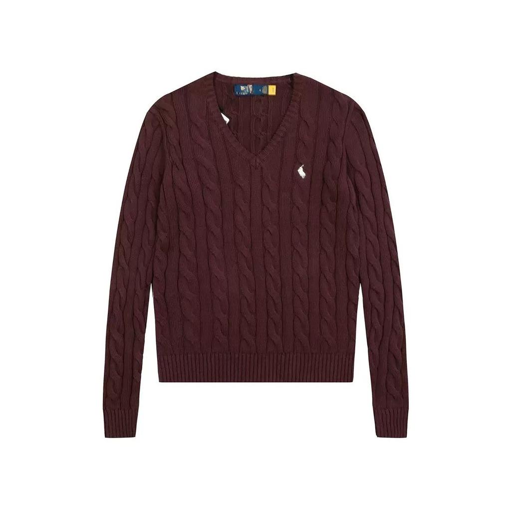 Women's Loose Long Sleeve Knitted Sweater Autumn Winter Inner Wear V-Neck Embroidered Pattern Tassel Twist Korean Style Top