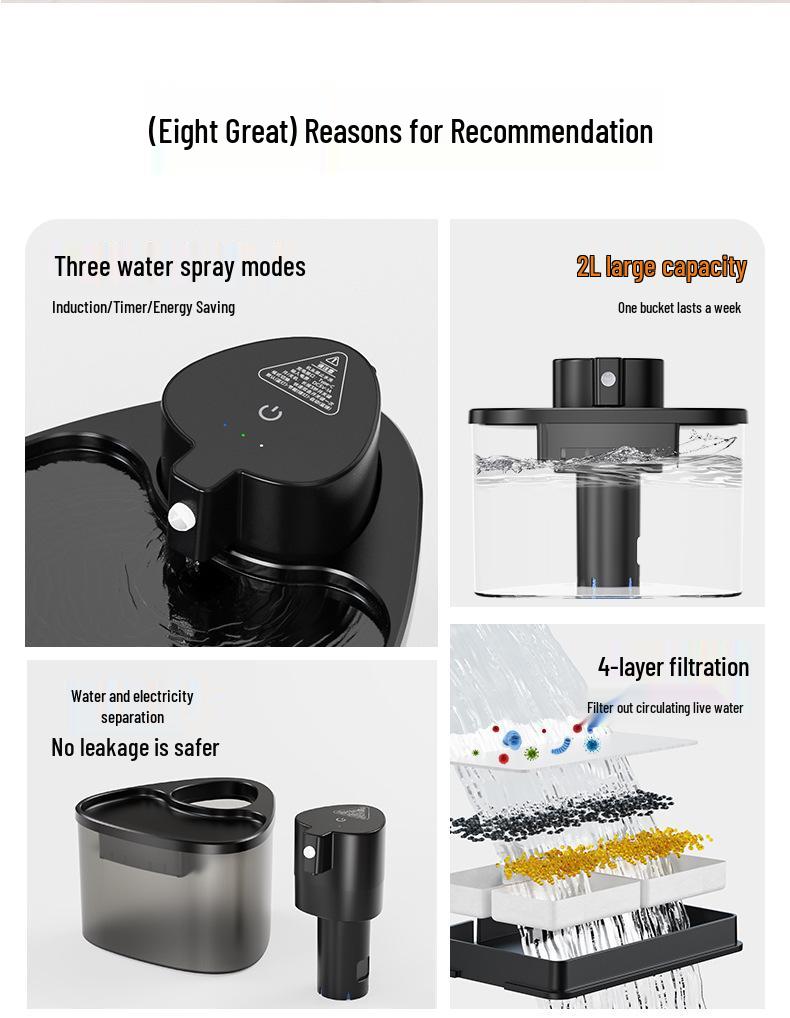 Smart Cordless Cat Water Fountain with Large Capacity and Automatic Circulation