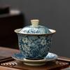 Vintage Handmade Blue and White Porcelain Tea Cups Chinese Style Home Cover Bowl Tea Maker Gaiwan Kung Fu Teaware Accessories