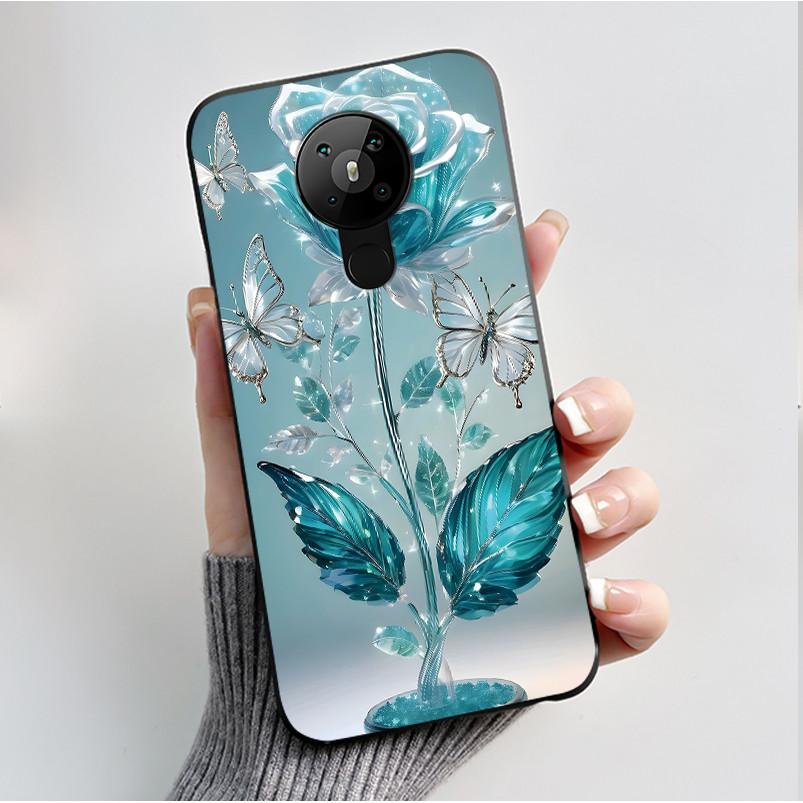 Printing Pattern Case For Nokia 5.3/Nokia 5.4/Nokia 3.4 Coque Soft Silicone Black Shell Cover Cute Flower Cartoon Casing Fundas
