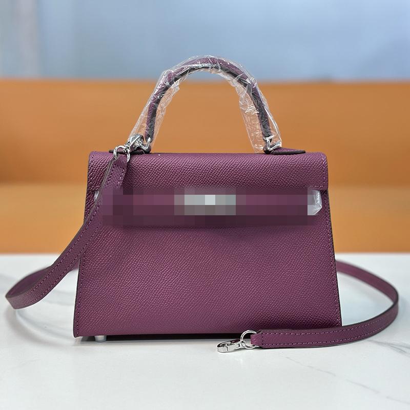 Second Generation Palm Print Cowhide Mini Small Keli Handbag 2025 New Bag Women's Commuter Versatile Shoulder Messenger Bag