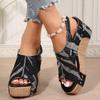 Fashion Fashion Blue Denim Wedges Sandals for Women 2025 Summer Thick Bottom Beach Shoes Woman Peep Toe Chunky Platform Sandalias Mujer