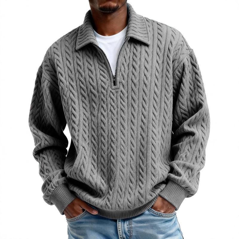Half Zipper Sweatshirt Men Spring Autumn Turn Down Collar Pullover Hoodie Loose Casual Pull On Sweatshirts