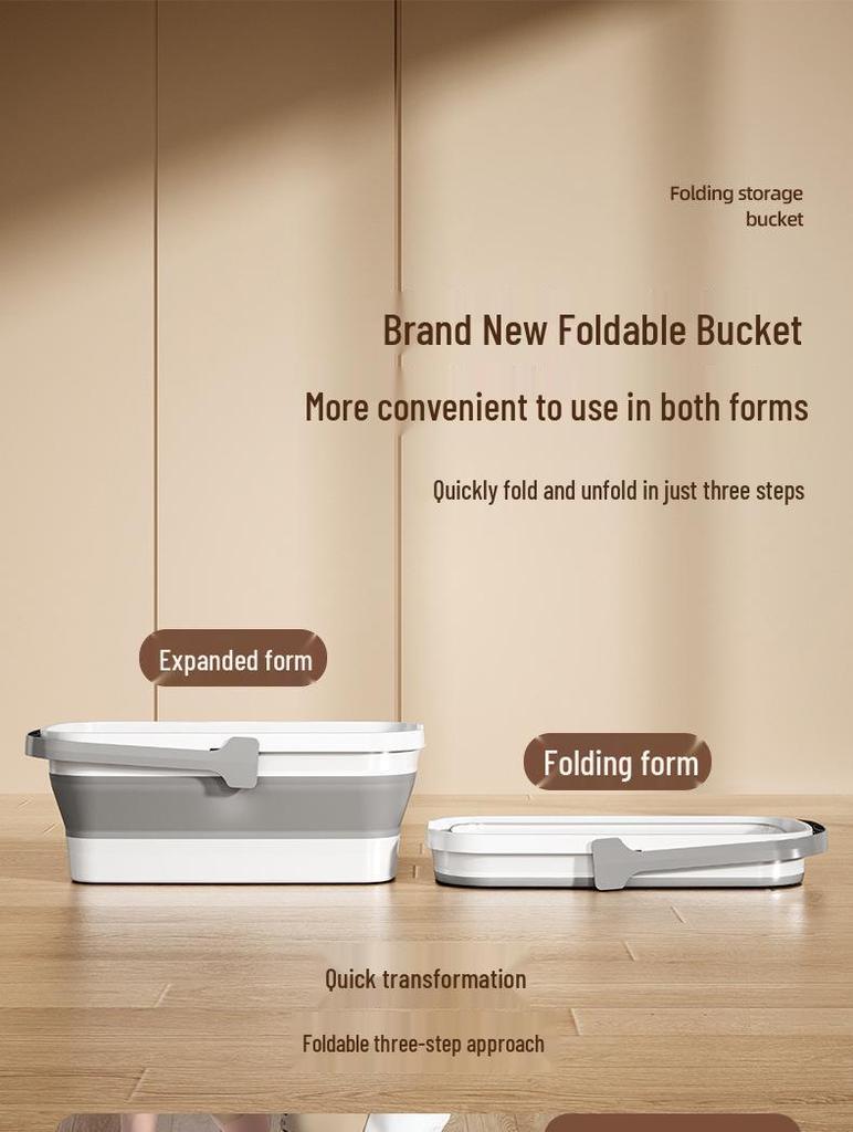 Collapsible Water Bucket for Mopping & Washing - Durable Plastic, Large Rectangular Design for Household & Car Cleaning