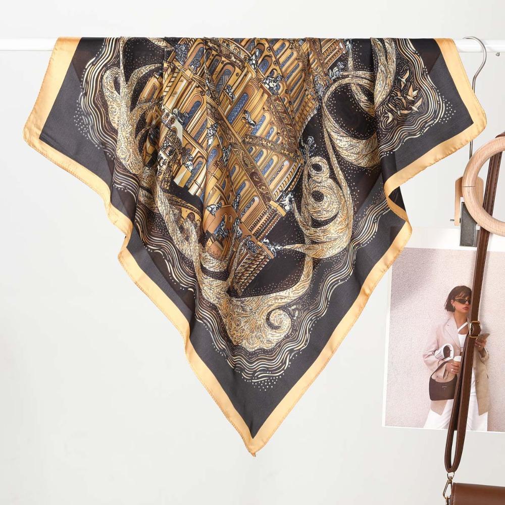70x70cm Imitation silk Silk Scarf Print Bandana Women Hijab  Spring