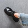 Damen 2025 Frühling Britischer Stil Dicksohlige Lackleder Plateau-Loafer, Höhenverstärkende Vielseitige Schnürschuhe