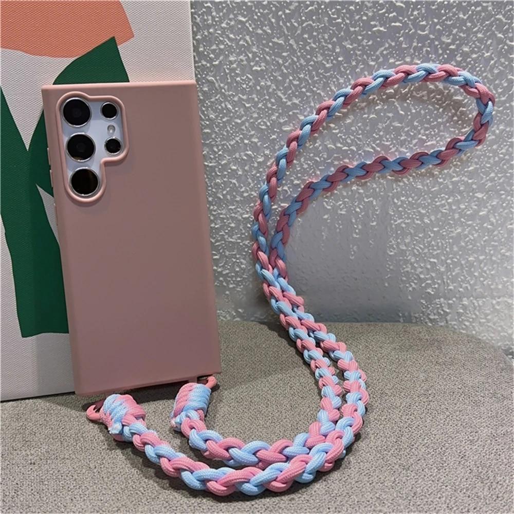 

Чехол с плетеным ремешком через плечо для Samsung S24 Ultra S23 FE S22 S21 Plus S20 FE A15 A05 A35 A55 A54 A34 A33 A53 A73 A52 A72, мягкий чехол Samsung A21S коричневый