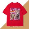 Lustige Lesben essen was T-Shirt Katze Pride T-Shirt LGBTQ T-Shirt Meme Vintage Katzenliebhaber T-Shirt Rundhals Damen Kurzarm T-Shirts