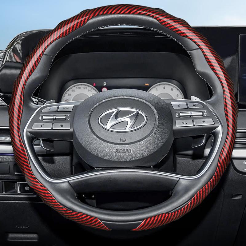 Suitable for Hyundai Carbon Fiber Texture Steering Wheel Cover Snap-On Wave-Shaped Sport Design Elantra N Sonata Ioniq 5 5N 6 9 Venue Kona Santa
