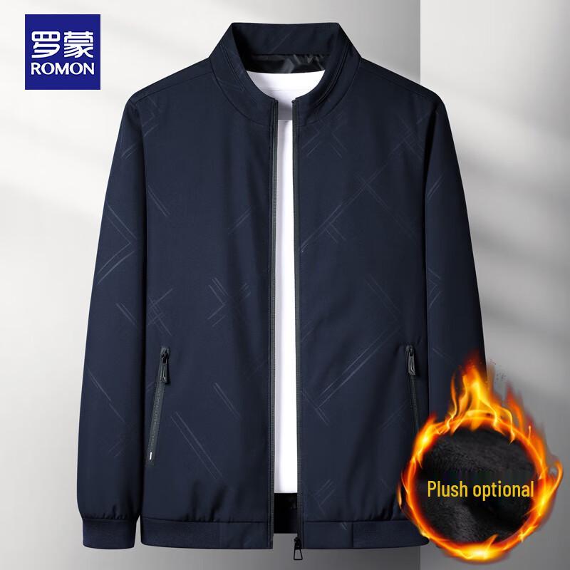 ROMON Men's Stand-Collar Baseball Jacket