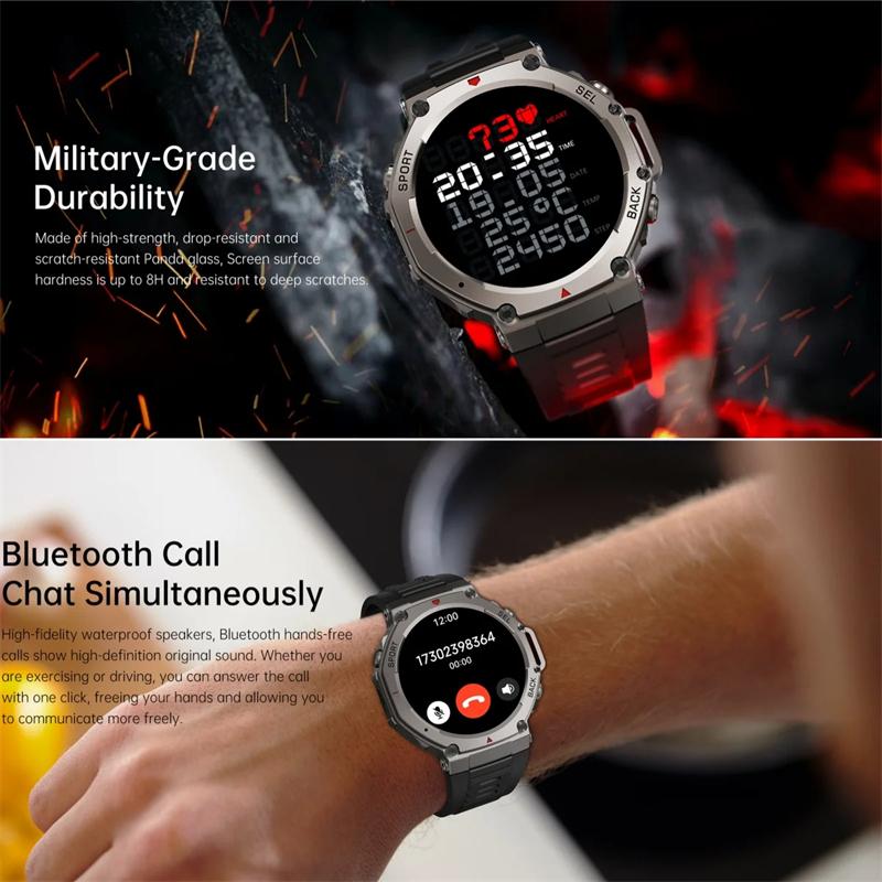 2025 Nieuwe T-Rex 3 GPS Smartwatch 5 ATM Waterdicht Ingebouwde Dual-band GNSS Kompas Militaire Sport Smartwatch Mannen