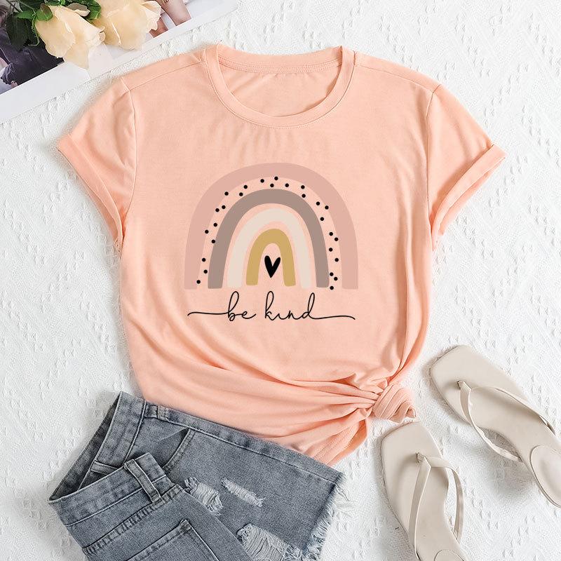 

Летние женские футболки Love Printed Loose Round Neck Casual из чистого хлопка с короткими рукавами для женщин 3XL