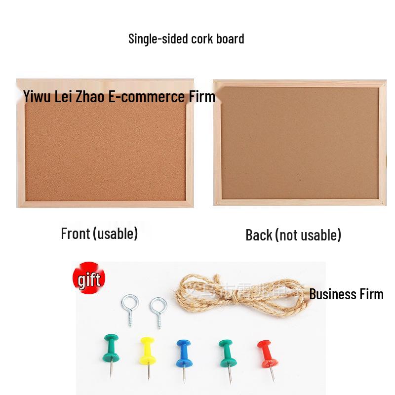 Pine Wood Cork Board - Hangable for Office, Home, or Kindergarten - Single/Double-Sided Photo and Message Display