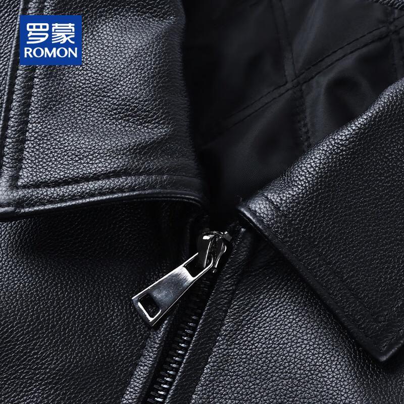 ROMON Men's Business Casual Thickened Cowhide Leather Jacket