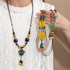 Retro Ethnic Style Colorful Round Stars Fringed Beaded Necklace Women'S Fashion Niche Literary Long Exotic Accessories