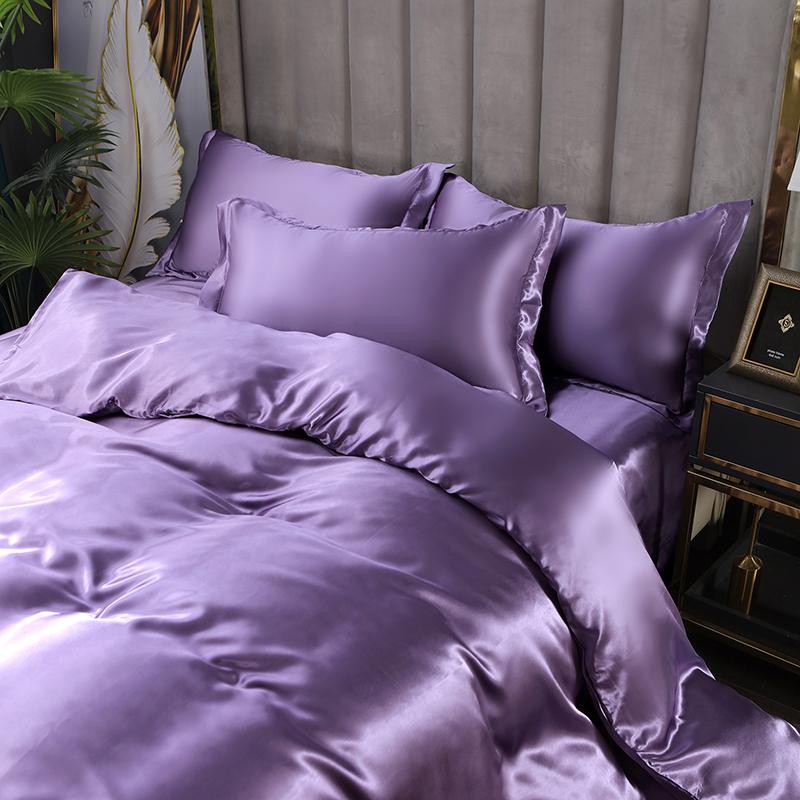 Rayon Satijn Beddengoed Set Dekbedovertrek Laken Kussensloop Set Voor Eenpersoons Tweepersoons King Size Bedden Zacht Glad Beddengoed EU-Single 2pcs
