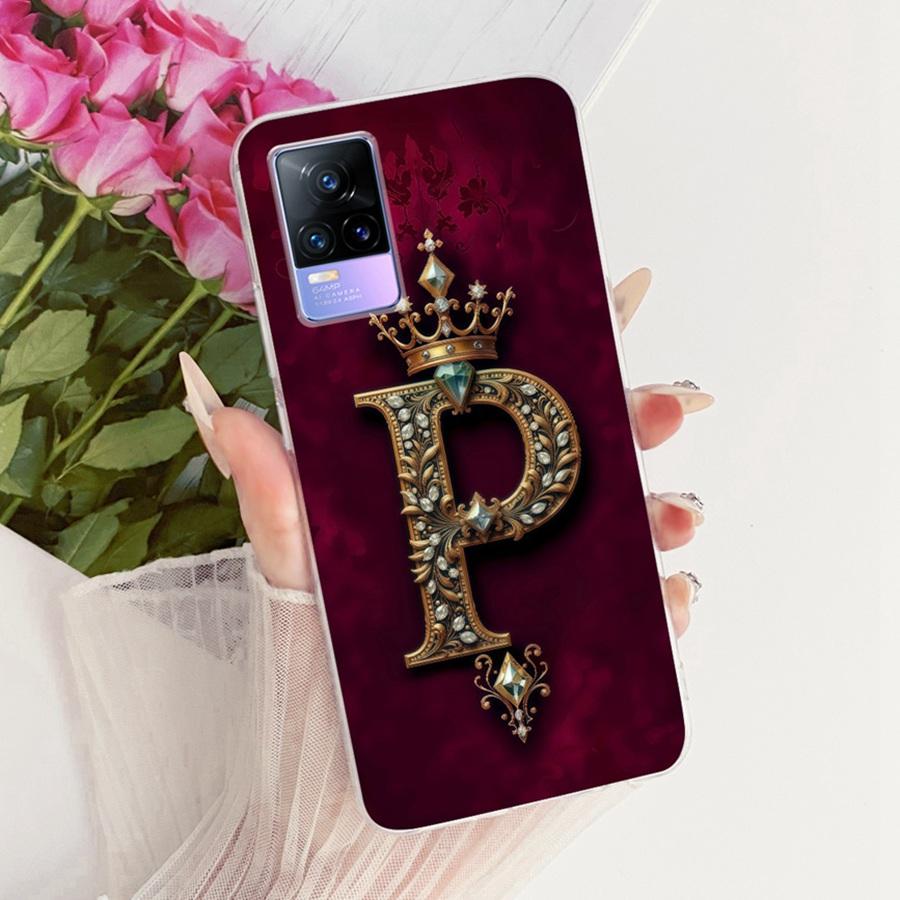 For Vivo V21e V2061 Y73 2021 Case Initial Letter Silicone Protective Soft Back Cover Case For VivoV21e 5G Case V2055 Phone Funda