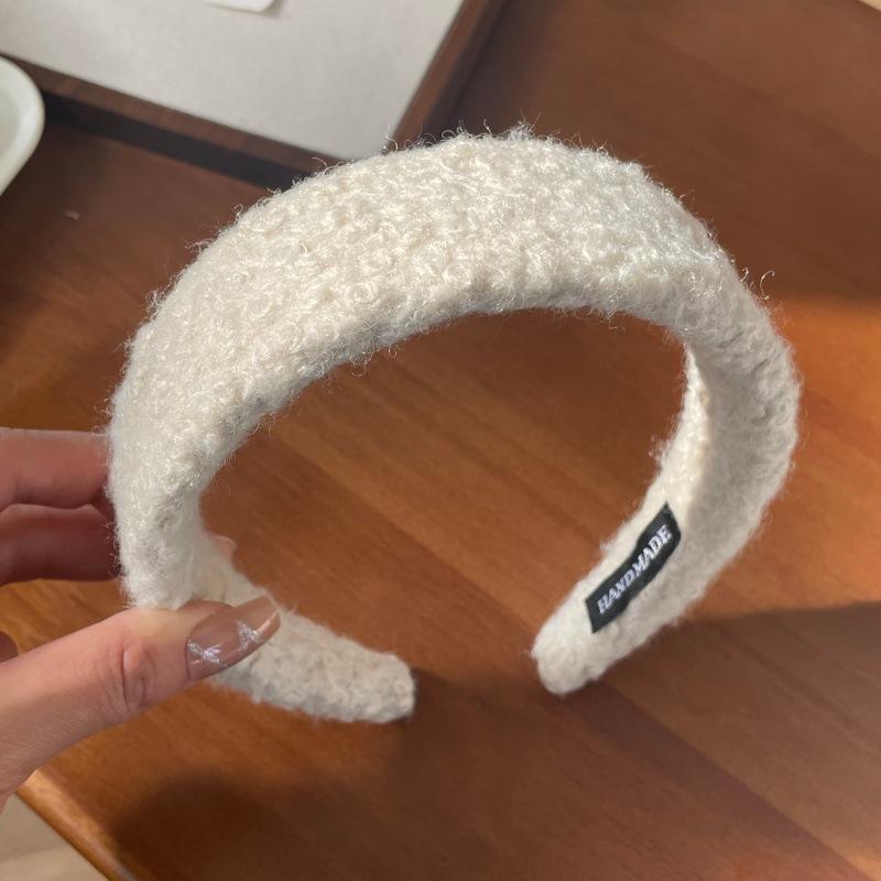 2025 Retro Fashion Solid Color Woolen Headband: Autumn/Winter Versatile Wide Hair Accessory for Women