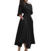 Spring New Elegant One-shoulder Lace-up Waist-tied Solid Color Commuter Dress for Women Leisure European American Casual Outfit