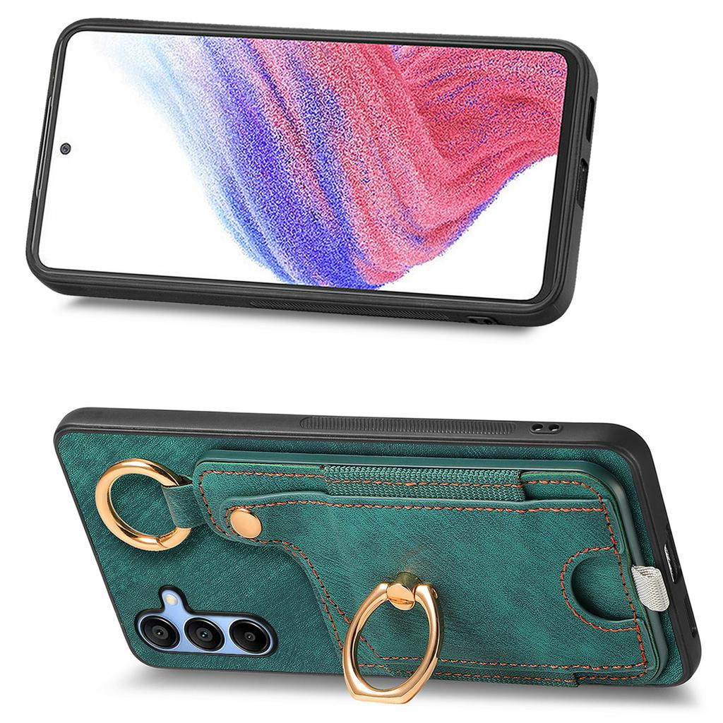 For Samsung Galaxy A16 4G/5G Case Card Slots Leather+TPU Phone Cover with Ring Buckle