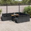 VidaXL Garden Lounge Set 11 Pcs with Cushions Black Wicker 3327310